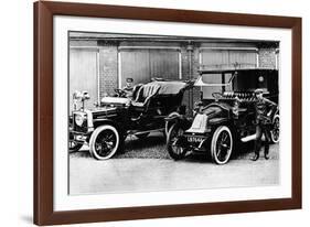 Chauffeurs with a 1906 Daimler and Renault, C1906-null-Framed Photographic Print