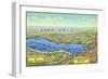 Chautauqua Lake, New York - Aerial Map of Lake and Surrounding Towns-Lantern Press-Framed Art Print