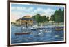 Chautauqua Lake, New York - Bemus Point, View of Casino and Beach-Lantern Press-Framed Art Print