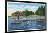 Chautauqua Lake, New York - Bemus Point, View of Casino and Beach-Lantern Press-Framed Art Print