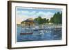 Chautauqua Lake, New York - Bemus Point, View of Casino and Beach-Lantern Press-Framed Art Print