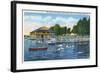 Chautauqua Lake, New York - Bemus Point, View of Casino and Beach-Lantern Press-Framed Art Print