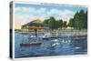 Chautauqua Lake, New York - Bemus Point, View of Casino and Beach-Lantern Press-Stretched Canvas