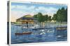 Chautauqua Lake, New York - Bemus Point, View of Casino and Beach-Lantern Press-Stretched Canvas