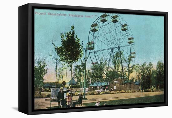 Chautauqua Lake, New York - Celoron Park; View of Phoenix Ferris Wheel-Lantern Press-Framed Stretched Canvas