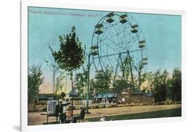 Chautauqua Lake, New York - Celoron Park; View of Phoenix Ferris Wheel-Lantern Press-Framed Art Print