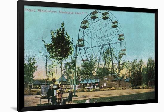 Chautauqua Lake, New York - Celoron Park; View of Phoenix Ferris Wheel-Lantern Press-Framed Art Print