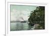 Chautauqua Lake, New York - Long Point View of Steamer-Lantern Press-Framed Premium Giclee Print