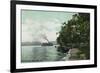 Chautauqua Lake, New York - Long Point View of Steamer-Lantern Press-Framed Premium Giclee Print