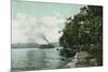 Chautauqua Lake, New York - Long Point View of Steamer-Lantern Press-Mounted Premium Giclee Print