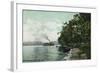 Chautauqua Lake, New York - Long Point View of Steamer-Lantern Press-Framed Art Print