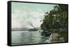 Chautauqua Lake, New York - Long Point View of Steamer-Lantern Press-Framed Stretched Canvas