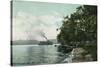 Chautauqua Lake, New York - Long Point View of Steamer-Lantern Press-Stretched Canvas