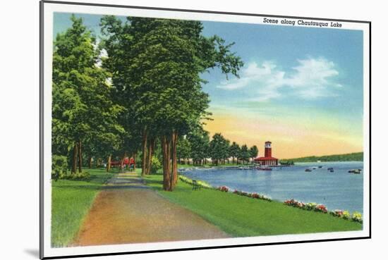 Chautauqua Lake, New York - Scenic View along the Lake-Lantern Press-Mounted Art Print