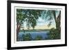 Chautauqua Lake, New York - View of a Steamboat on the Lake-Lantern Press-Framed Premium Giclee Print