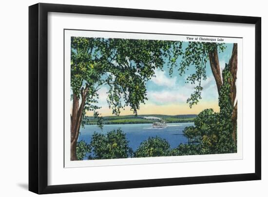 Chautauqua Lake, New York - View of a Steamboat on the Lake-Lantern Press-Framed Art Print