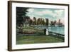 Chautauqua, New York - Chautauqua Institution Pier and Men's Club-Lantern Press-Framed Art Print