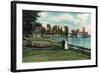 Chautauqua, New York - Chautauqua Institution Pier and Men's Club-Lantern Press-Framed Art Print