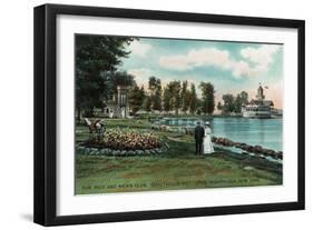 Chautauqua, New York - Chautauqua Institution Pier and Men's Club-Lantern Press-Framed Art Print