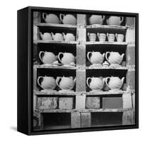 Cheap Chinaware Saucers, Cups, Teapots, Etc Standing on Racks in Pottery of the Hall China Co-Walker Evans-Framed Stretched Canvas