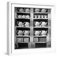 Cheap Chinaware Saucers, Cups, Teapots, Etc Standing on Racks in Pottery of the Hall China Co-Walker Evans-Framed Photographic Print