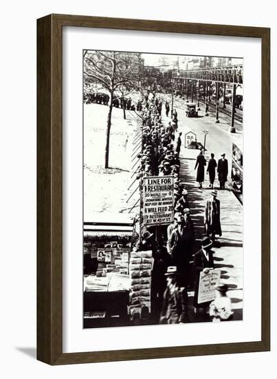 Cheap Food Line at Bryant Park, New York, During the Great Depression, 1931-null-Framed Giclee Print