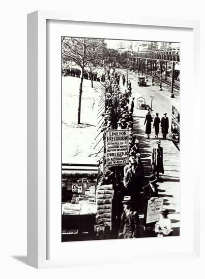 Cheap Food Line at Bryant Park, New York, During the Great Depression, 1931-null-Framed Giclee Print