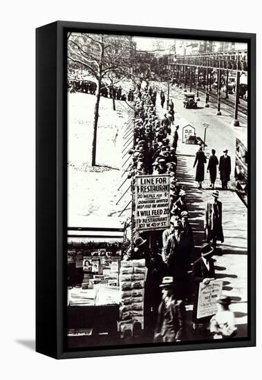 Cheap Food Line at Bryant Park, New York, During the Great Depression, 1931-null-Framed Stretched Canvas