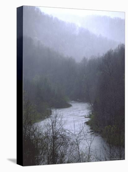 Cheat River Flowing Through Alleghenies on a Misty Day-John Dominis-Stretched Canvas