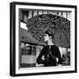 Checked Parasol, New Trend in Women's Accessories, Used at Roosevelt Raceway-Nina Leen-Framed Photographic Print