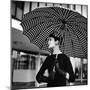 Checked Parasol, New Trend in Women's Accessories, Used at Roosevelt Raceway-Nina Leen-Mounted Photographic Print