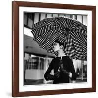 Checked Parasol, New Trend in Women's Accessories, Used at Roosevelt Raceway-Nina Leen-Framed Photographic Print