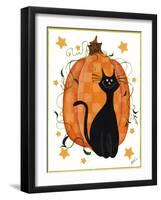 Checked Pumpkin and Cat-Beverly Johnston-Framed Giclee Print