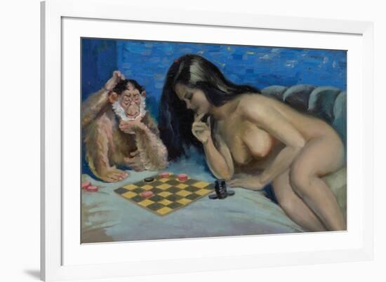 Checkers with a Monkey-Peter Driben-Framed Art Print