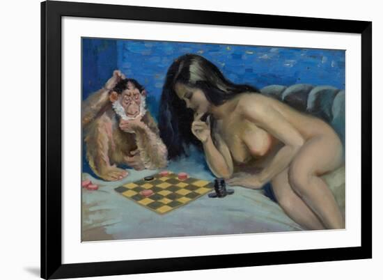 Checkers with a Monkey-Peter Driben-Framed Art Print