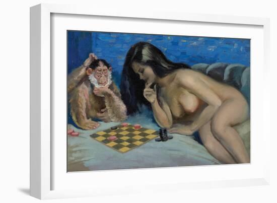 Checkers with a Monkey-Peter Driben-Framed Art Print