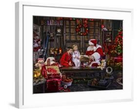 Checking His List Boys and Girls-Santa’s Workshop-Framed Giclee Print