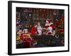 Checking His List Boys and Girls-Santa’s Workshop-Framed Giclee Print