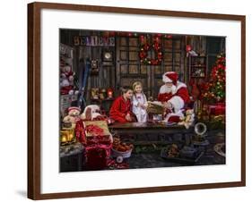 Checking His List Boys and Girls-Santa’s Workshop-Framed Giclee Print