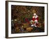 Checking His List by the Fire-Santa’s Workshop-Framed Giclee Print