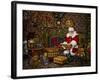 Checking His List by the Fire-Santa’s Workshop-Framed Giclee Print