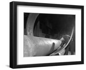 Checking the Curve of a Steel Plate, Edgar Allens Steel Foundry, Sheffield, Yorkshire, 1964-Michael Walters-Framed Photographic Print