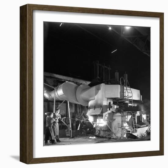 Checking the Temperature of Molten Steel, Sheffield, South Yorkshire, 1964-Michael Walters-Framed Photographic Print