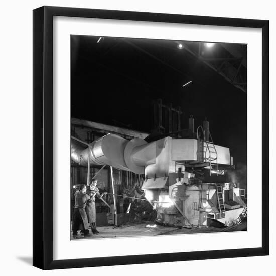 Checking the Temperature of Molten Steel, Sheffield, South Yorkshire, 1964-Michael Walters-Framed Photographic Print