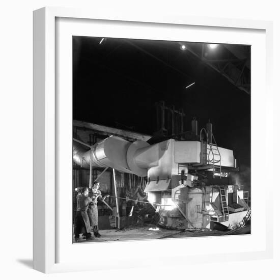 Checking the Temperature of Molten Steel, Sheffield, South Yorkshire, 1964-Michael Walters-Framed Photographic Print