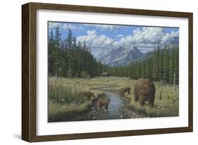 Checking Things Out - Grizzlies-Robert Wavra-Framed Giclee Print