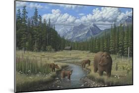 Checking Things Out - Grizzlies-Robert Wavra-Mounted Giclee Print