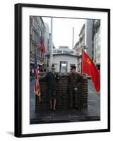 Checkpoint Charlie Reconstruction, Berlin, Germany-null-Framed Photographic Print