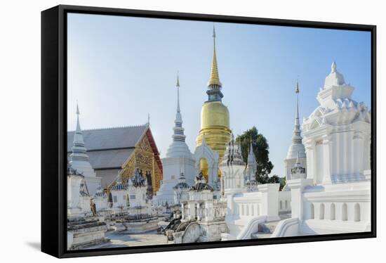 Chedis (Stupas) at the Temple of Wat Suan Dok, Chiang Mai, Thailand, Southeast Asia, Asia-Alex Robinson-Framed Stretched Canvas