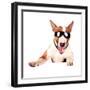 Cheerful Bull Terrier in Sunglasses-AZALIA-Framed Photographic Print